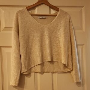 Mango Textured Cream Knit Top